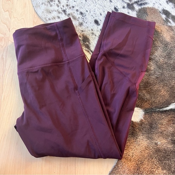 LULULEMON Burgundy Pace Rival High-Rise Crop 22"‎ Athletic Leggings Size 6 - Picture 4 of 10